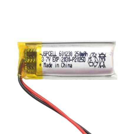 باتری لیتیوم پلیمر 3.7v ظرفیت 250mAh کد 601230