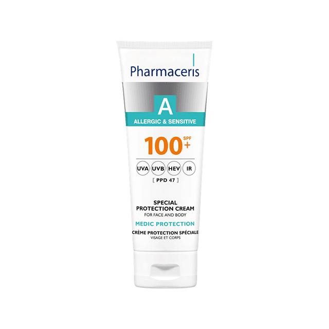 کرم ضدآفتاب و محافظت کننده فیزیکی ویژه مدیک پروتکشن برای صورت و بدن با Pharmaceris SPF100