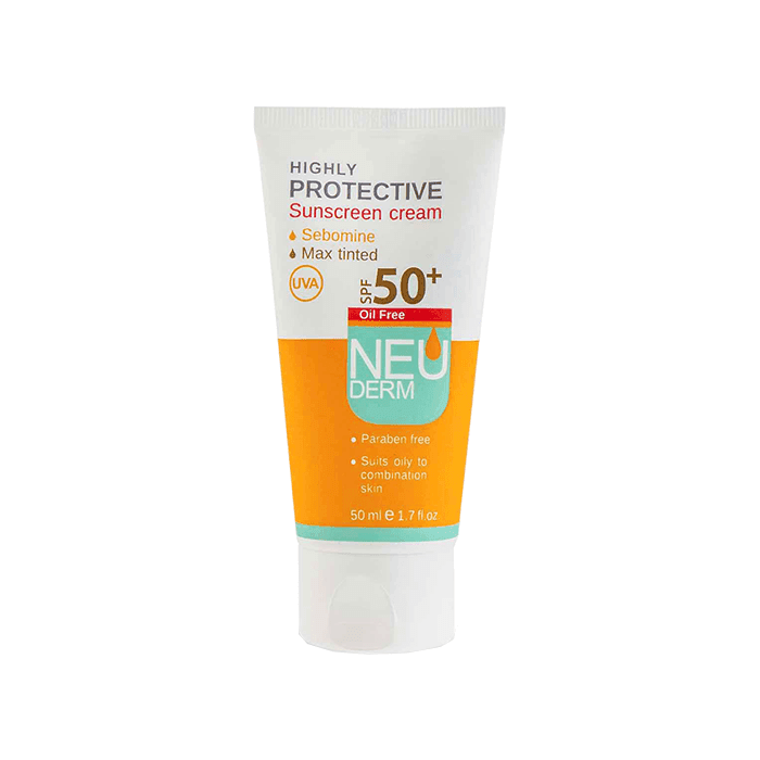کرم ضد آفتاب هایلی پروتکتیو فاقد چربی بژ تیره NEUDERM SPF50