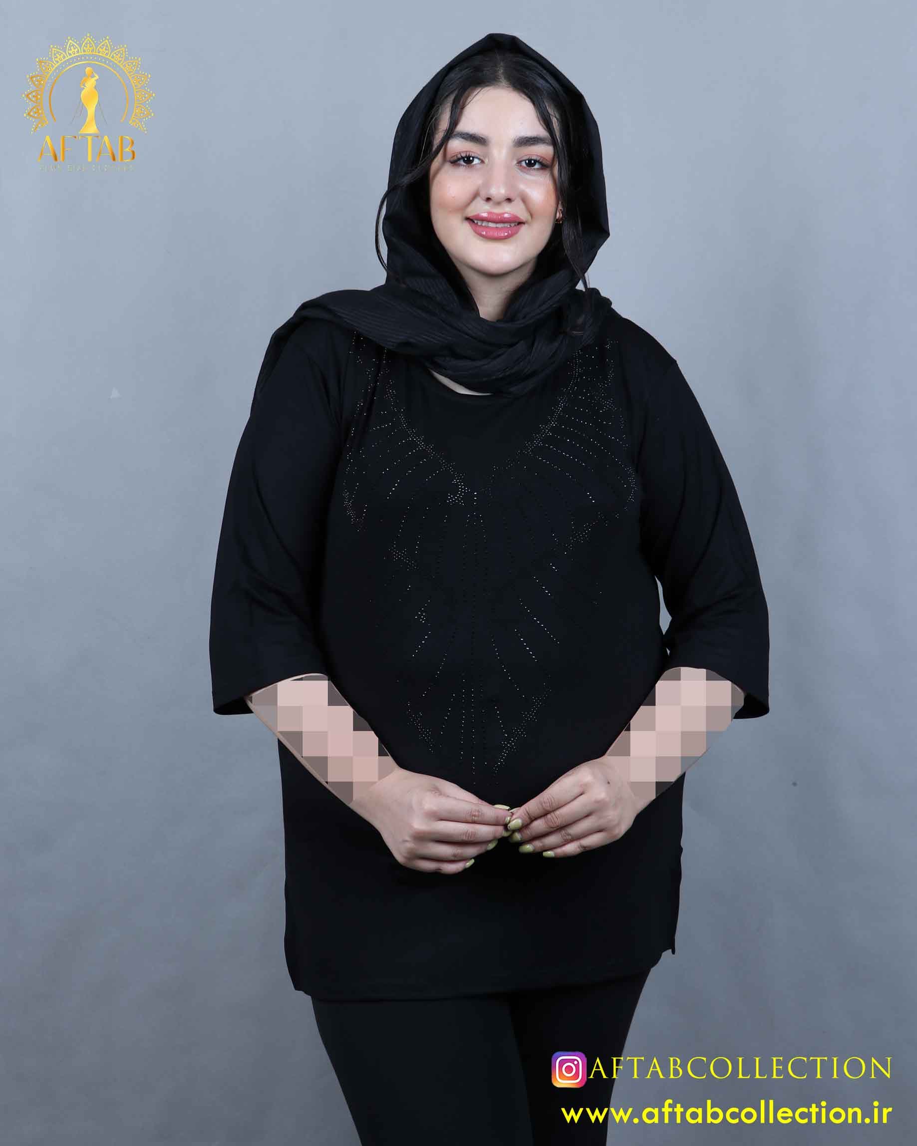 تونیک مشکی نگینی سایزبزرگ 5876