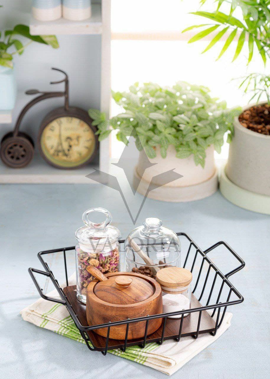 سینی فلزی کف چوبی