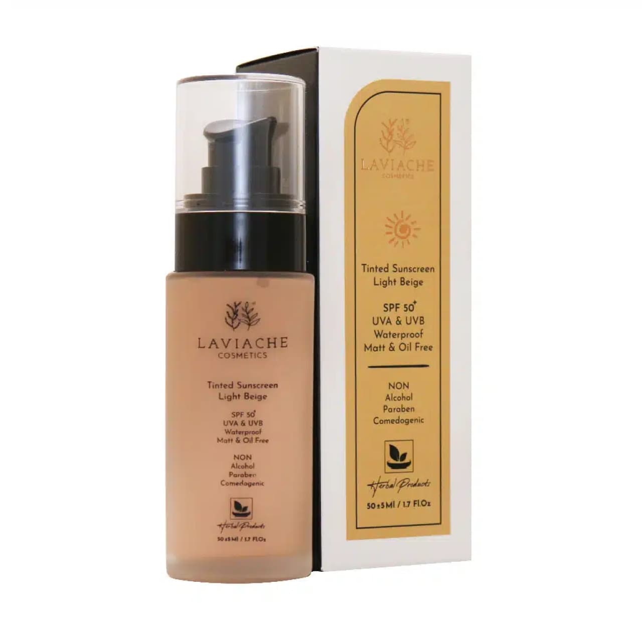 کرم ضد آفتاب رنگی spf50 لاویاچه مدل بژ روشن ضد آب مناسب انواع پوست حجم 50 میل