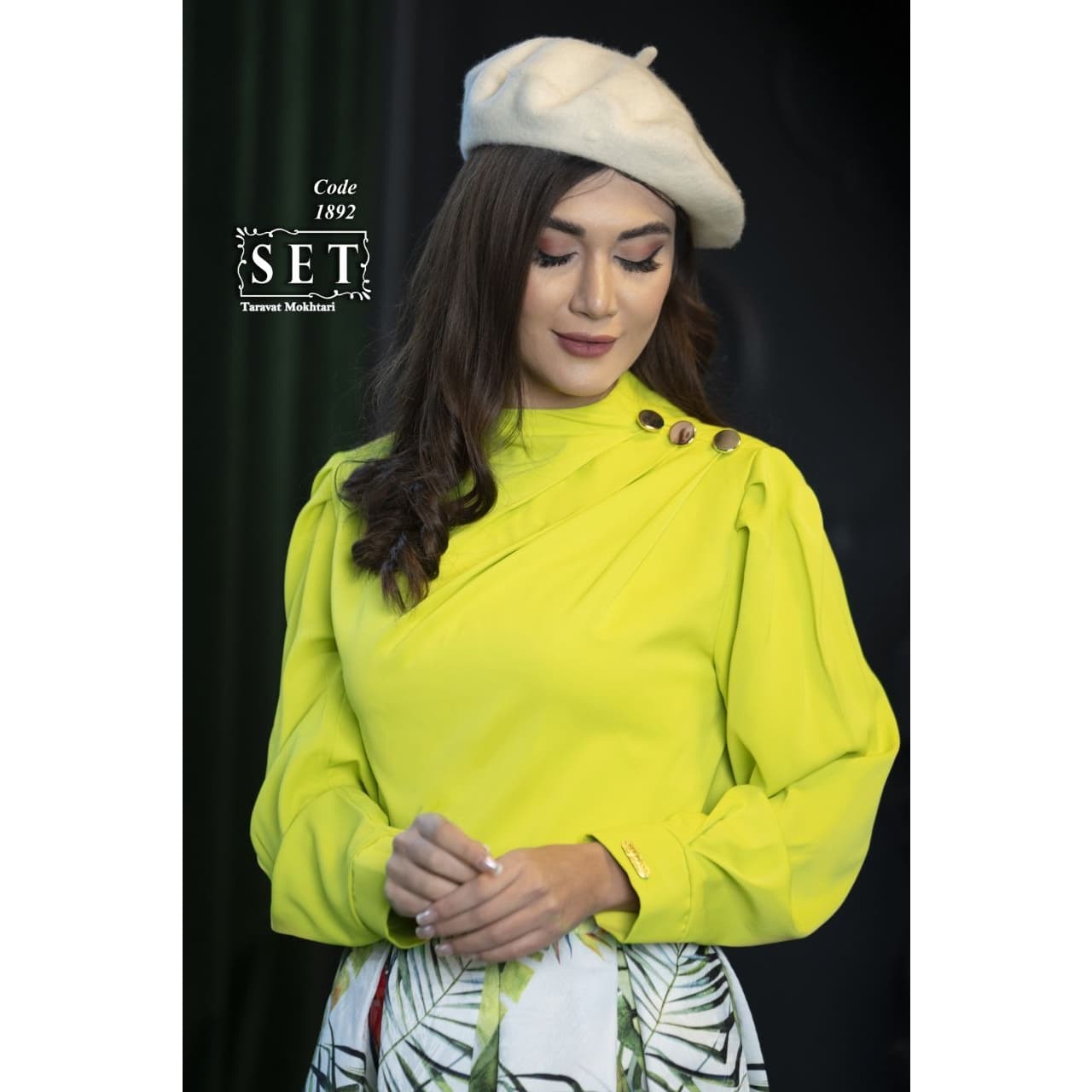 ست شومیز و دامن مجلسی مدل سوفیا رنگ سبز پسته ای کد 1892 برند SET