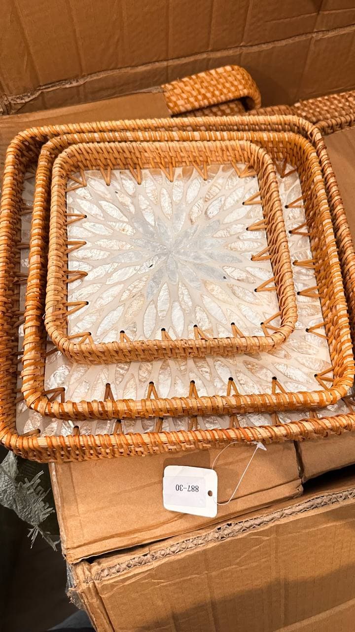 ست سه تایی سینی صدفی مربع کد 204043