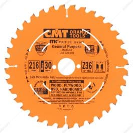 تیغ اره چوب بر 36 دندانه قطر 216 میلی متر سی ام تی مدل 271.216.36M