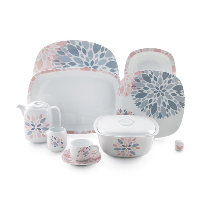 سرویس چینی زرین 12 نفره کامل سلنا صورتی (98 پارچه)