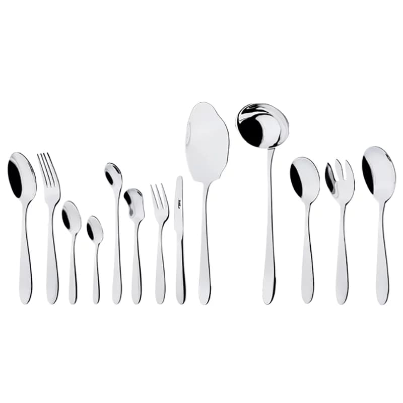 سرویس قاشق و چنگال 18 نفره ناب استیل طرح ورونا استیل براق (116 پارچه)