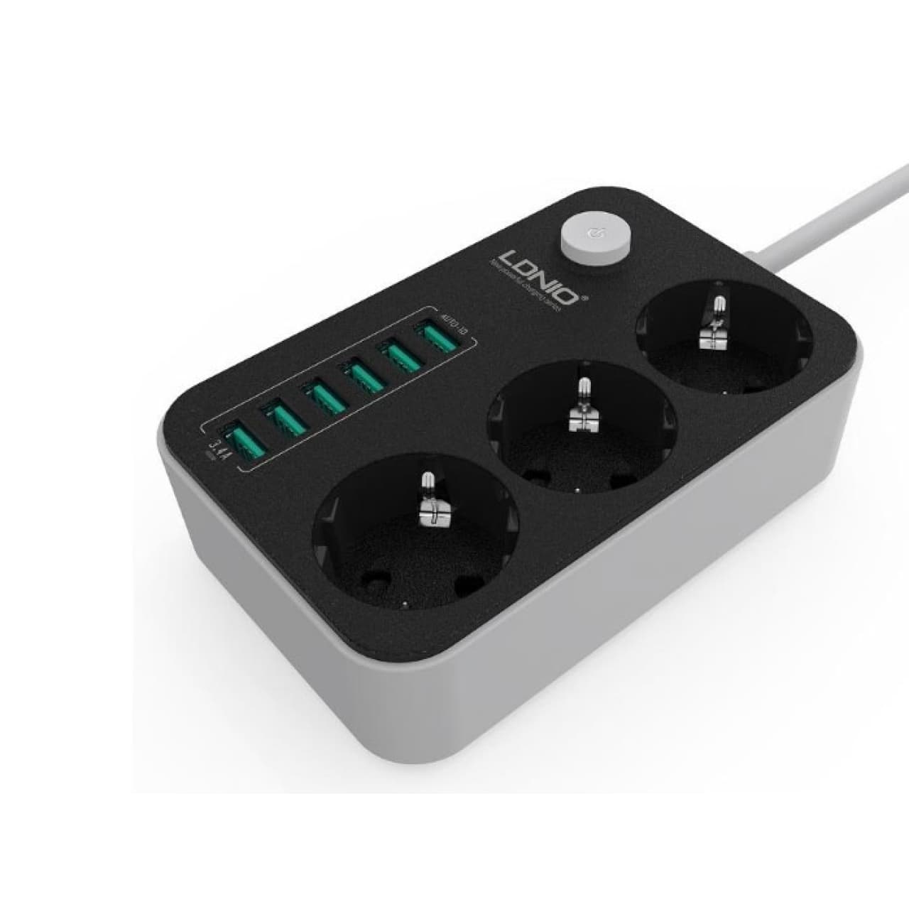 چند راهی 3 سوکت و 6 یو اس بی مدل Ldnio 3Power Socket 6Usb