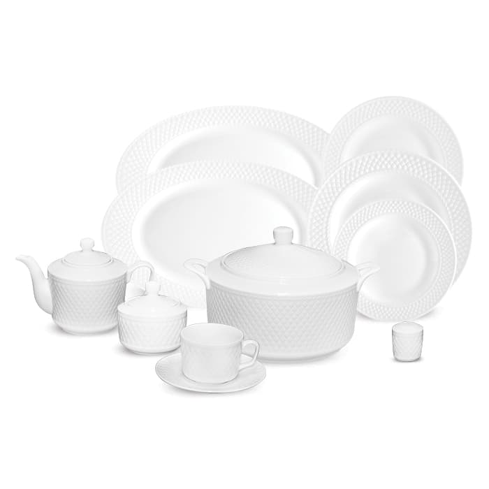 سرویس چینی زرین 12 نفره کامل سفید رادیانس (102 پارچه)