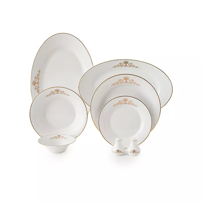 سرویس چینی زرین 6 نفره غذاخوری کوئین طلایی (35 پارچه)