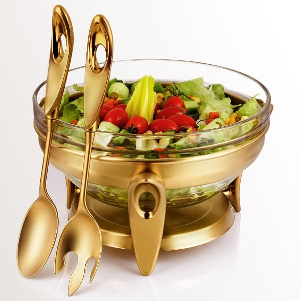 سوفله سالاد خوری تک استیل مدل لوپ (طلایی مات)