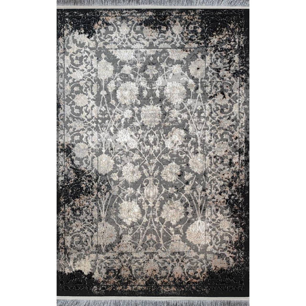 فرش ماشینی موناکو طرح ۹۳۰۳ طوسی بژ گل برجسته