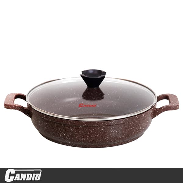 تابه دو دسته 32 سانتی کاندید مدل پروانه قهوه ای