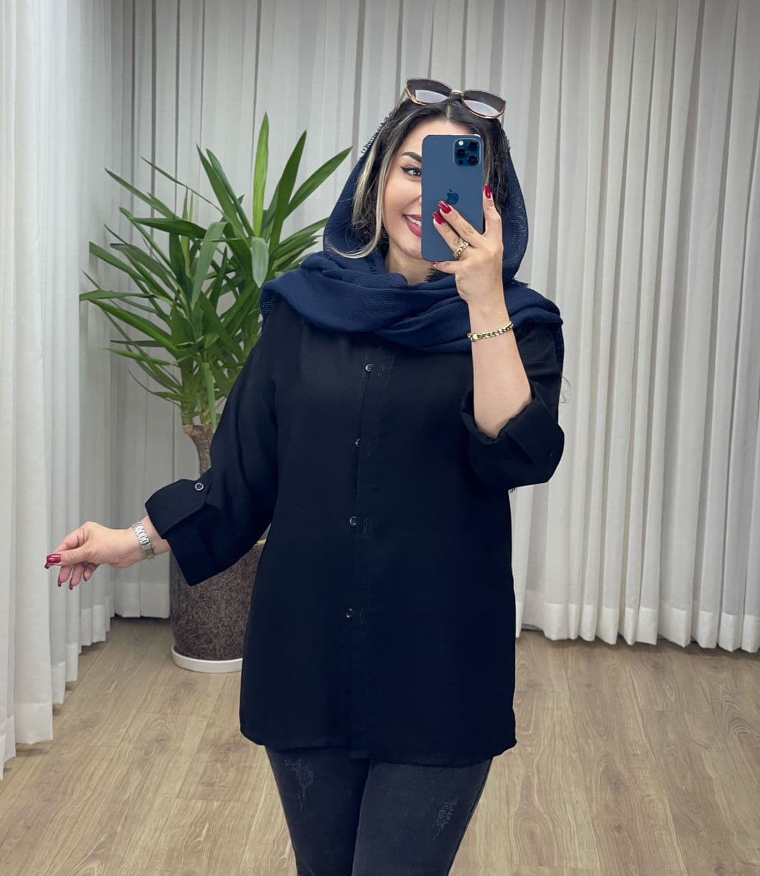 شومیز مانتویی آستین پاکتی کد 2150