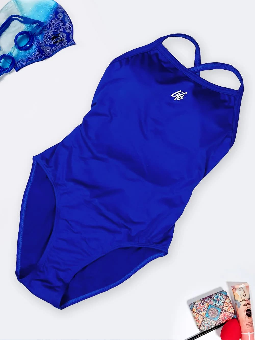 مایو اسلیپ زنانه به رنگ آبی کاربونی در مدل بند پشت قهرمانی لایف ( Life ) کاپدار