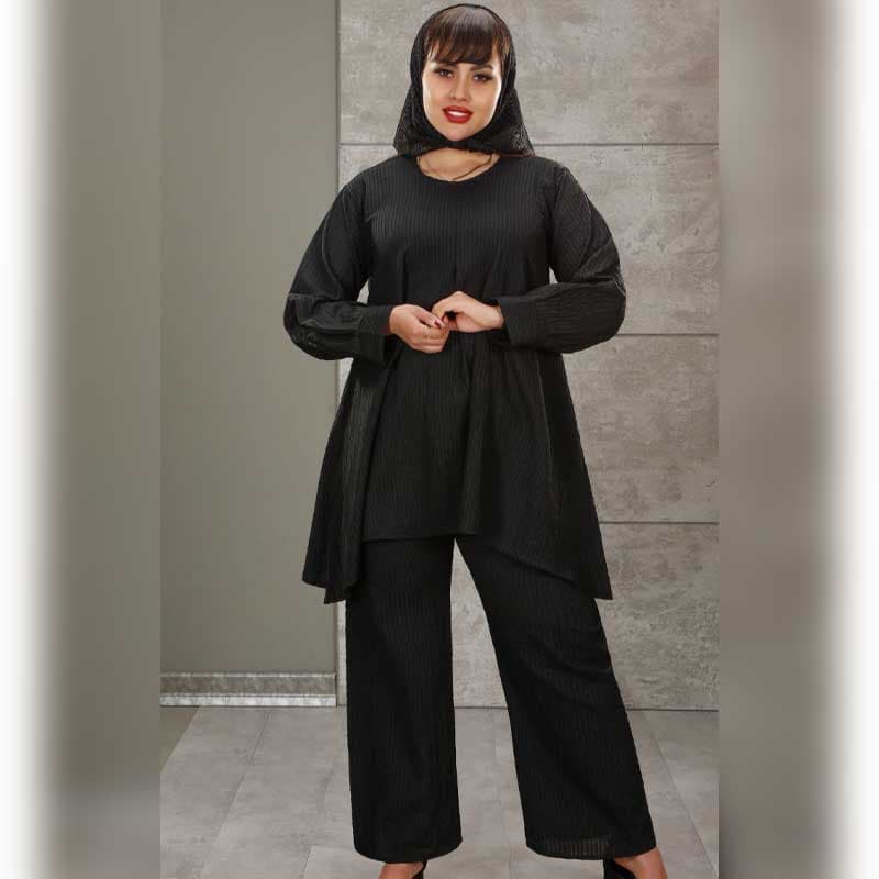 دوتیکه مانتو و شلوار بغل بلند اسپرت ( پک 4 عددی)