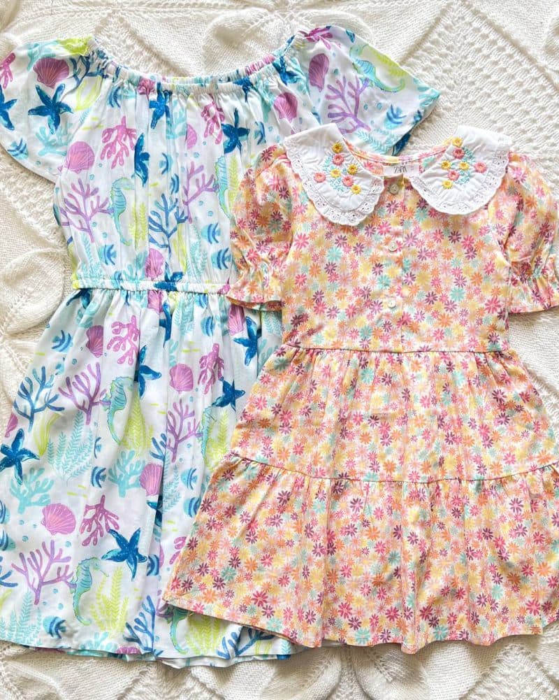 پیراهن دخترانه گلدار zara و صدف anko