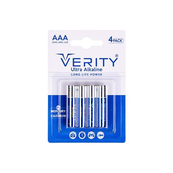 باتری نیم قلمی اولترا آلکالاین وریتی مدل LR03 بسته 4 عددی