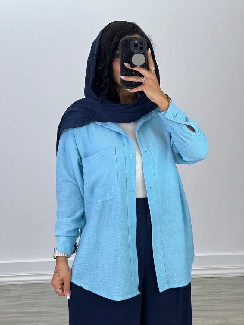 شومیز مانتویی تک جیب 4885