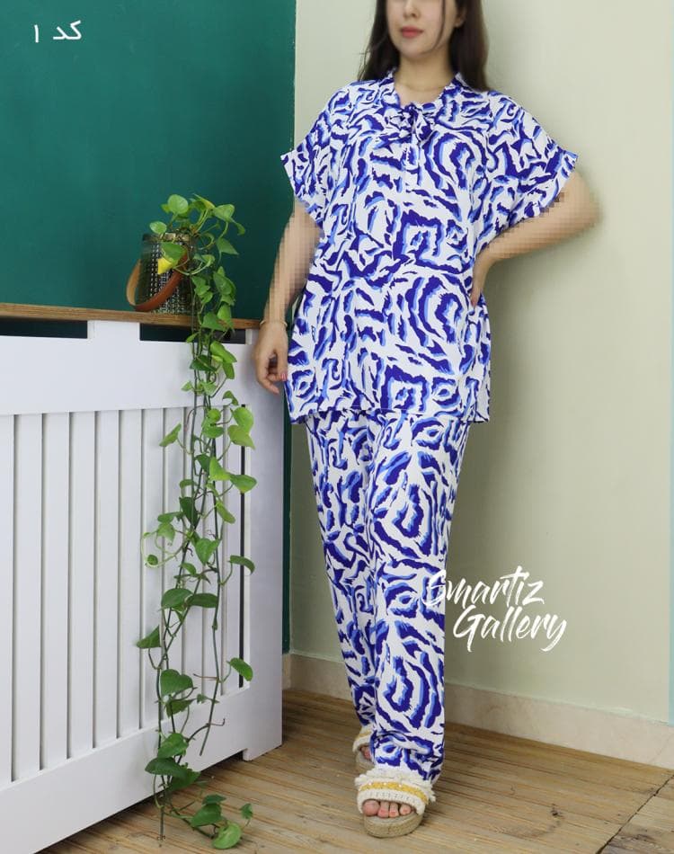 ست تیشرت شلوار نخی قواره بزرگ