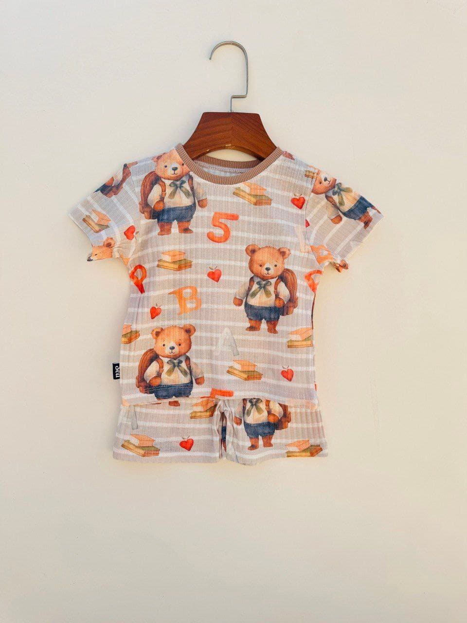 تیشرت و شلوارک راحتی پارچه ریلی طرح تدی