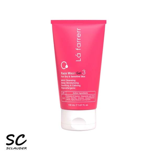 ژل شستشوی صورت لافارر La farrerr شماره 3 مخصوص پوست خشک و حساس حجم ۱۵۰ میلی لیتر