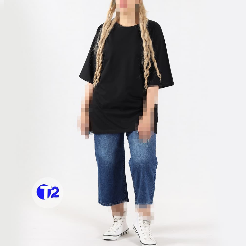 تیشرت لانگ ساده تک مشکی (2949)