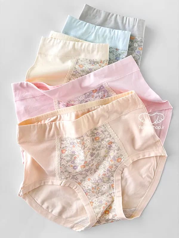 شورت اسلیپ نخ پنبه گلگلی فاق بلند زنانه کد 22337