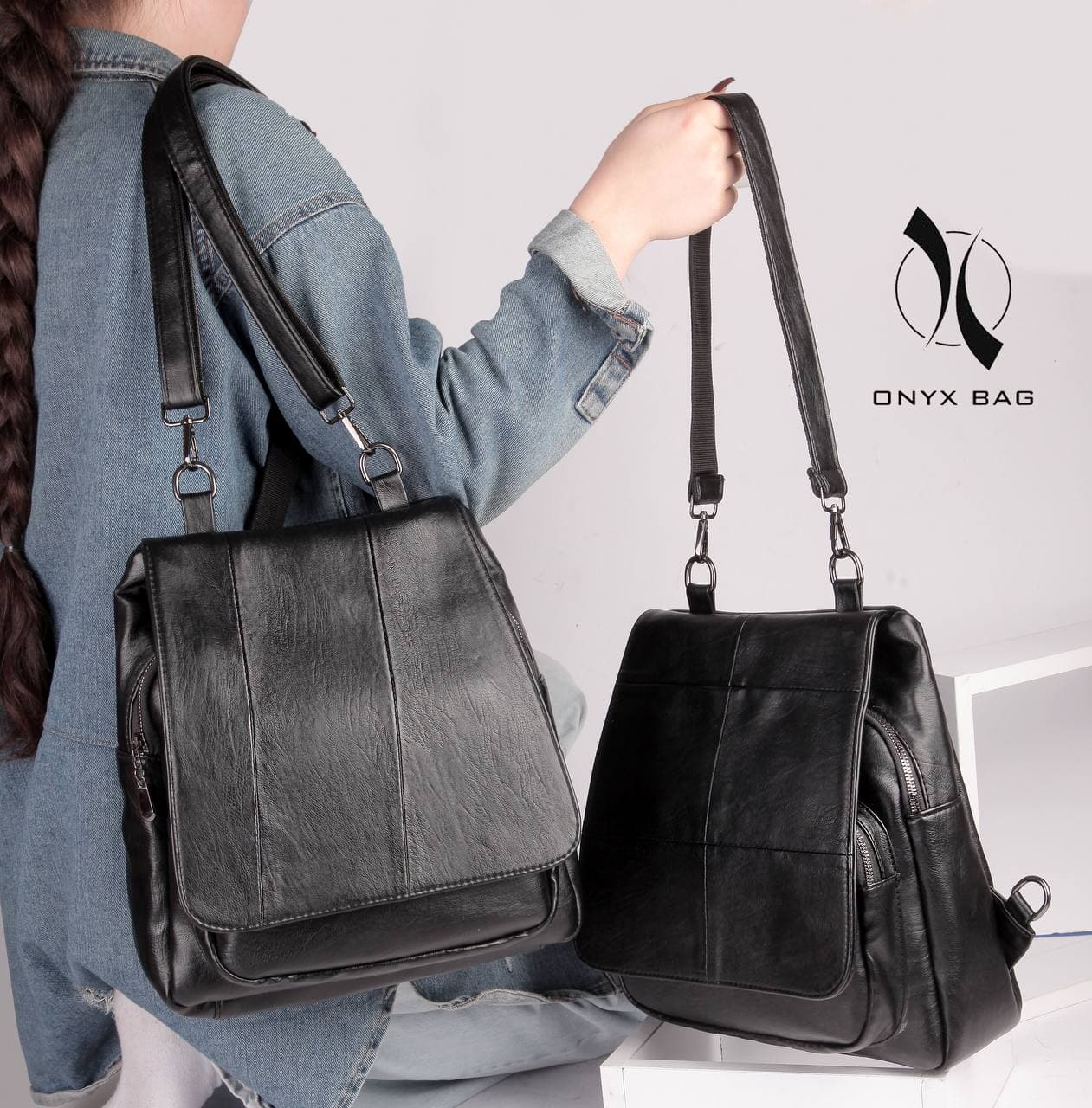 کوله پشتی دخترانه چرم فانتزی زنانه اسپرت اداری دانشجویی مشکی اونیکس onyx سه کاره وارداتی