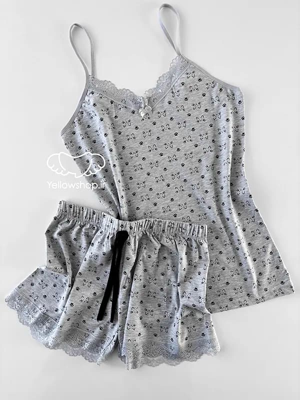 تاپ شورتک نخی زنانه طرح گربه برند HNX کد 27027