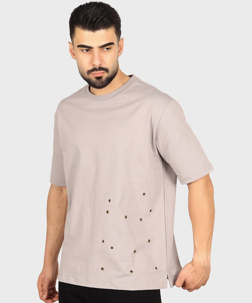 تیشرت لش مردانه طرح پانچ فلزی 1708