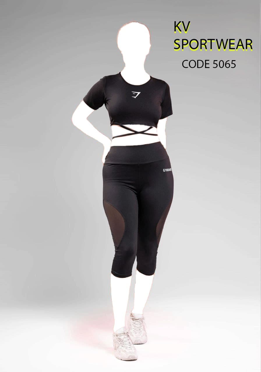 ست کراپ شلوارک ورزشی زنانه GYM SHARK کد 003