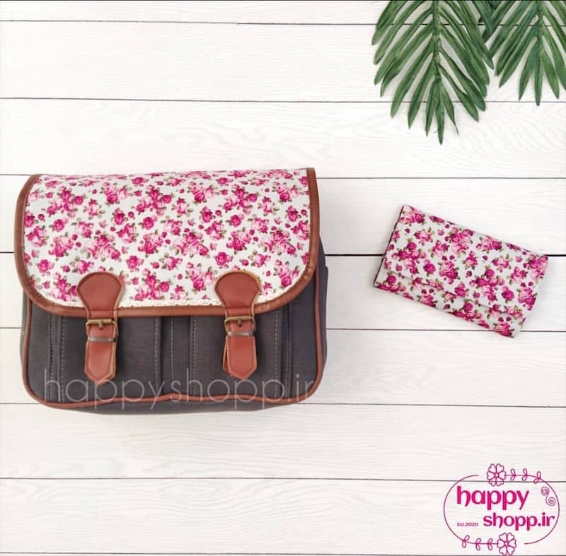 کیف دوشی دوسگک مدل شکوفه ریز صورتی