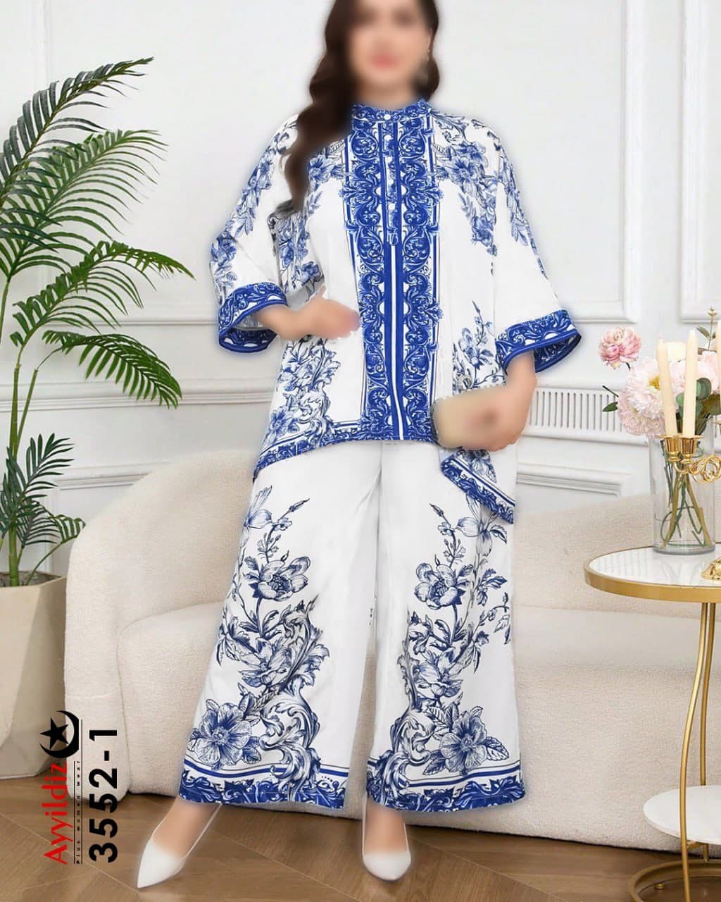 ست شومیز شلوار زنانه سایز بزرگ کد 3552