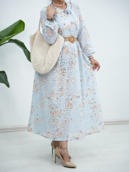 پیراهن خامه دوزی کمردار ریحاکد6265