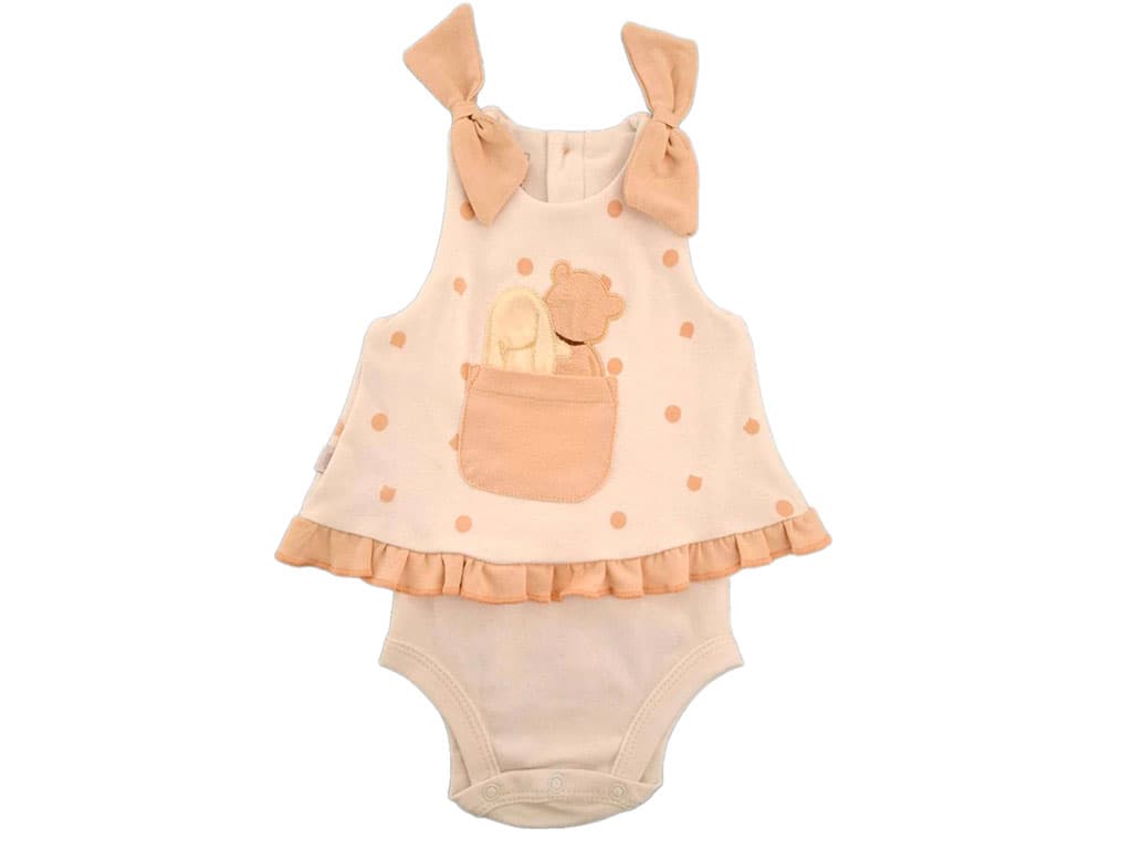 پیراهن بادی دخترانه نوزادی طرح گلدوزی شده میشا پاپو papo