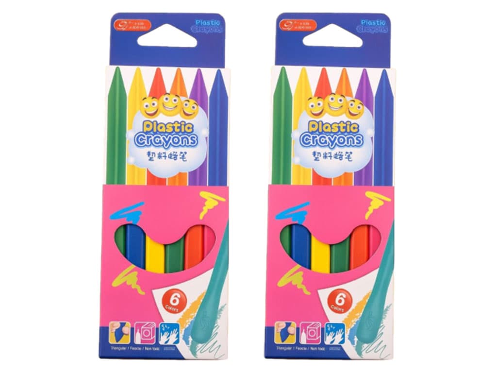 مداد شمعی سه گوش جادویی 6 رنگ جعبه ای