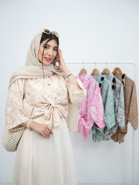 شومیز آبرنگی تک جیب آسمان کد 6248