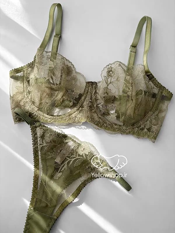 ست شورت و سوتین توری گیپوری فنردار Jina ژینا کد 25098