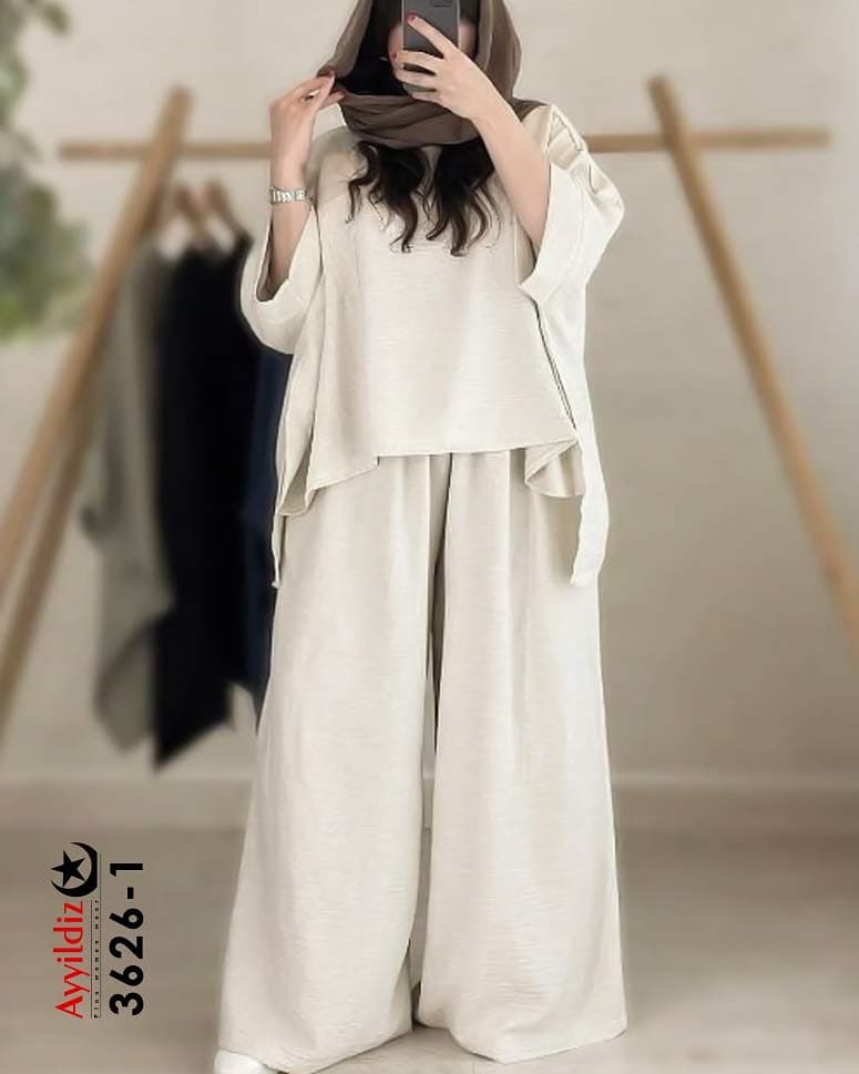 ست مانتو شلوار نچرال زنانه سایز بزرگ کد 3626