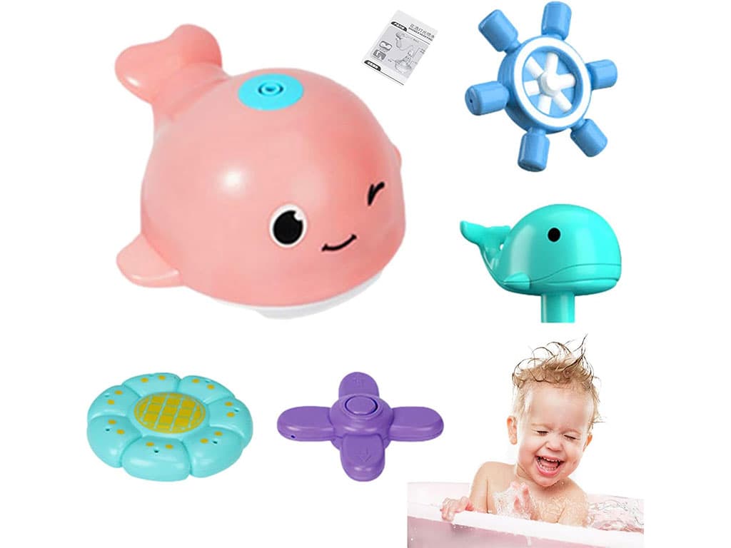 نهنگ آبپاش و چراغ دار اسباب بازی حمام