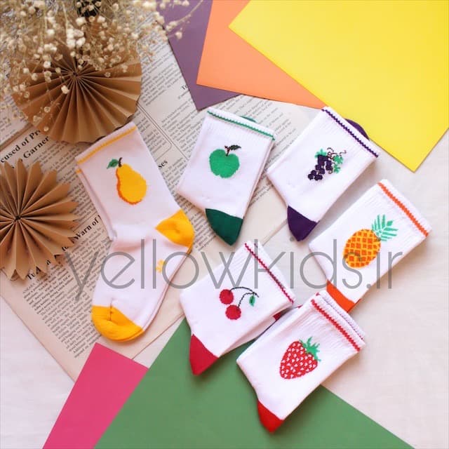 جوراب ساقدار بچگانه تم میوه کد 33157