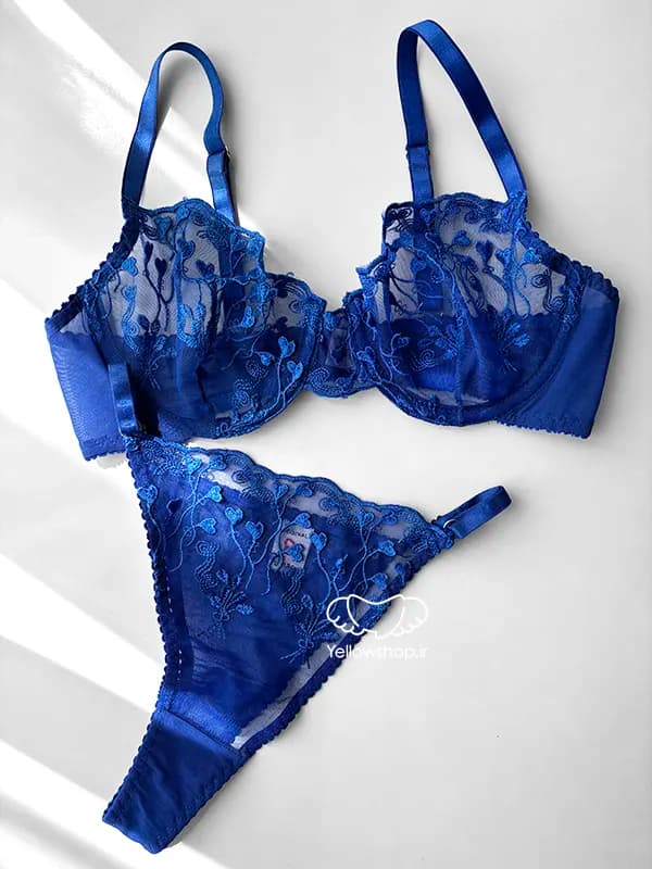 ست شورت و سوتین توری گیپوری فنردار کاربنی Jina ژینا کد 25169