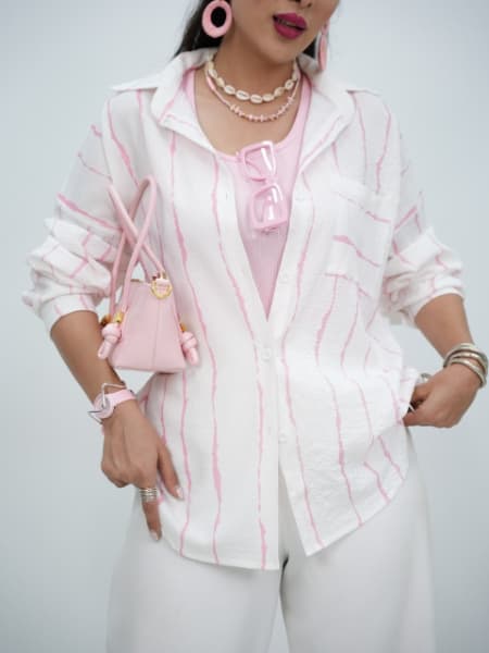 شومیز راه راه تک جیب مهرسا کد6251