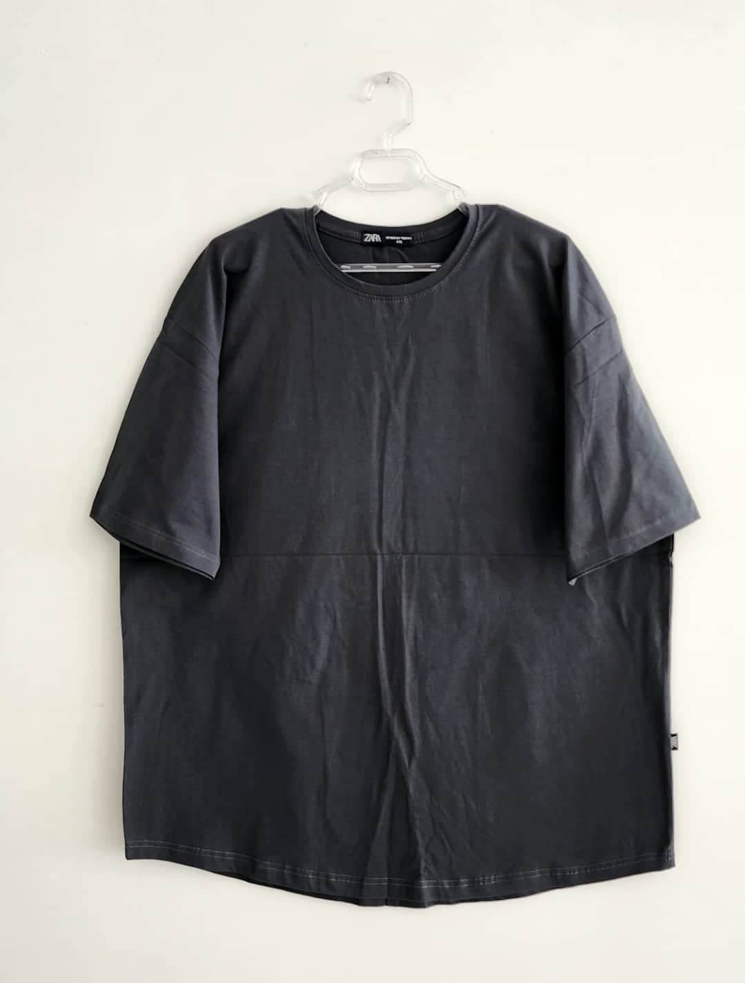 تیشرت سایز بزرگ طوسی تیره کد 2155