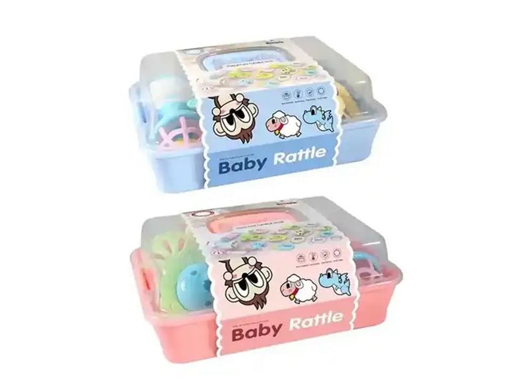 ست جغجغه و دندانگیر سیلیکونی نوزادی 18 عددی اسباب بازی baby rattle