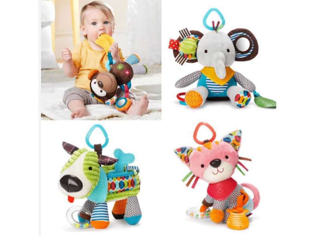 آویز تخت و کریر جغجغه ای و دندانگیر دار طرح حیواناتSKK BABY