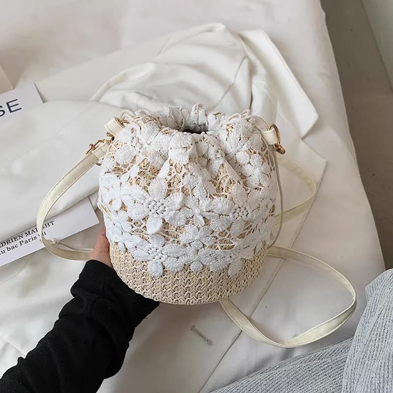 کیف کنفی دوشی با طرح گل زنانه کد 2589