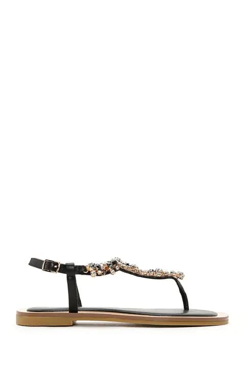 صندل نگین دار مشکی زنانه دری مد