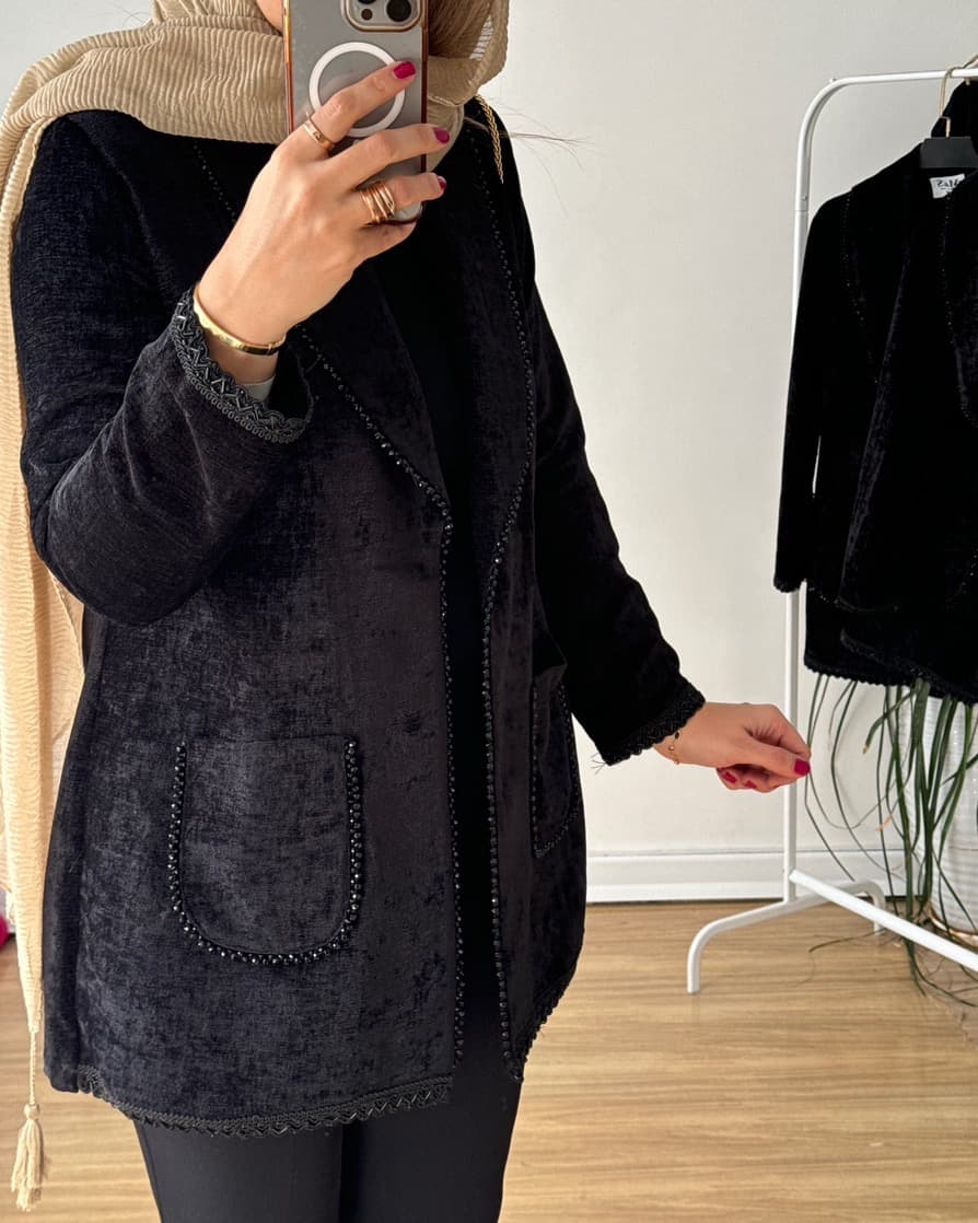 مانتو مخمل سنگدوزی